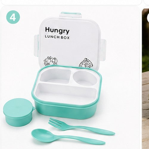 Hungry Lunch Box for Kids with Free Water Bottle | 2 Compartment Lunch Box with Spoon, Portable Food Container for School, Picnic & Travel