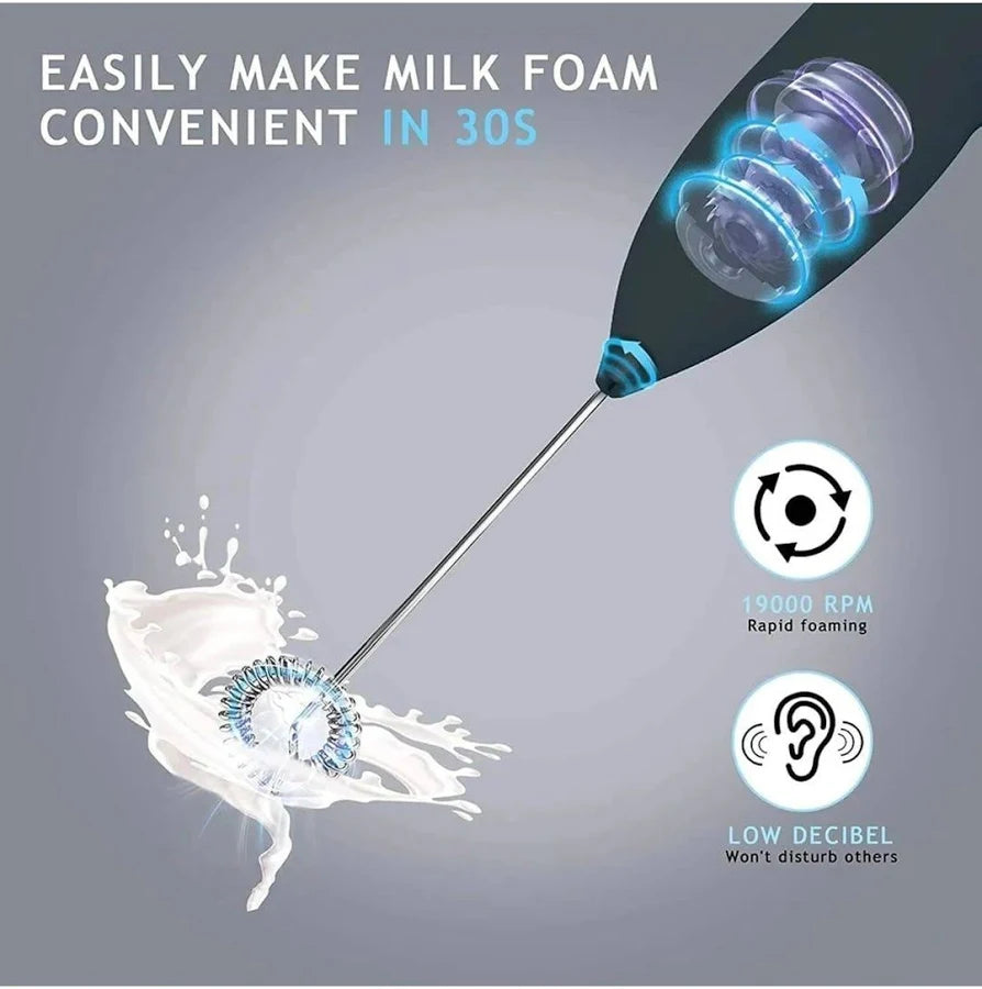 Electric Milk Frother Hand Blender | Portable Coffee Beater & Drink Mixer for Cappuccino, Latte, Coffee, Milk & Hot Chocolate